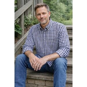 Paul Shark Long Sleeve Button‎ Down Shirt Plaid Men Size 44 (2XL) Italy Designer